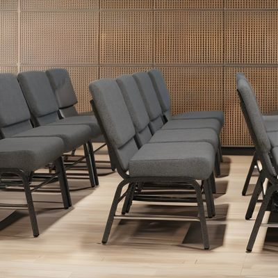 थिएटर के लिए धातु स्टैकेबल पैडेड कनेक्टिंग मॉडर्न चर्च चेयर